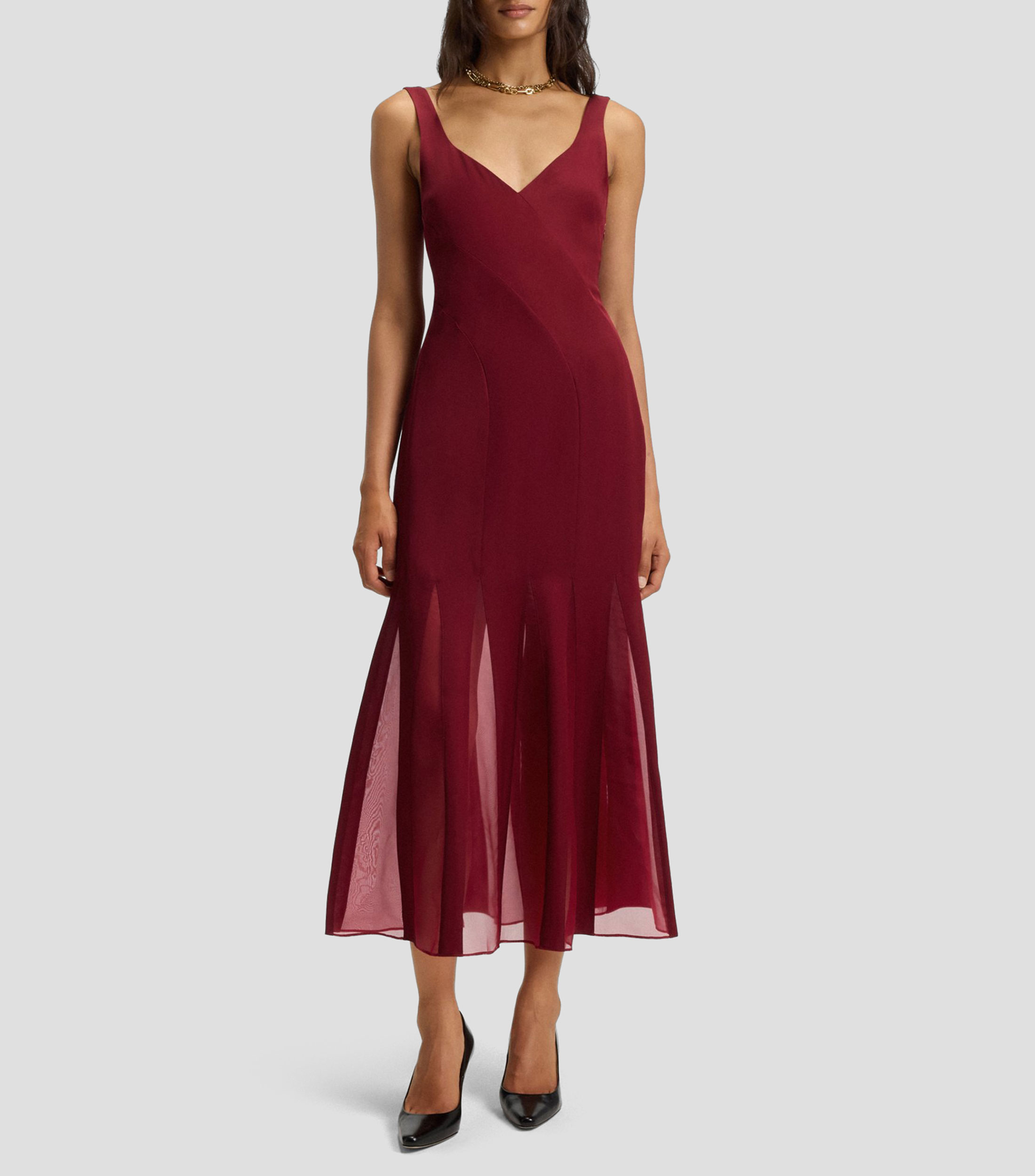 Vestido largo liso Mujer